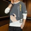 Camiseta de manga comprida masculina primavera e outono 2022 novo suéter de estudante do ensino fundamental moderno top masculino