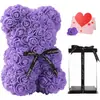Oso de Rosa Flor Eterna de 25 cm Transfronterizo Regalo para el Día de la Madre San Valentín Oso de Flor de Espuma Caja de Regalo de PVC Venta al por Mayor