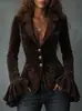 Nueva Chaqueta de Terciopelo Chocolate Bordada con Volantes de Moda Otoño/Invierno 2026 de Amazon