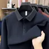 Camisa tipo polo de manga larga para hombre con seda de morera y lana de oveja, nuevo estilo otoño 2026, camiseta casual para hombre con cuello camisero