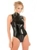 Cuero Charol Gato Salvaje Uniforme de Juego Europeo y Americano Talla Negra PVC Triángulo Mono Tentación Sexy