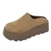 Zapatillas de algodón cálidas de un paso para el invierno 2026, bonitas, suela gruesa, estilo retro Radmuller, cómodas, con felpa adicional, para usar en exteriores