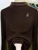 Camiseta Base Negra de Cuello Alto Medio para Mujer, Nueva Colección Otoño e Invierno 2025, Ajuste Delgado, Cálida, Elegante, Versátil, de Canalé, Manga Larga