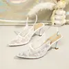 Sandalias de Encaje Calado Nuevas Primavera 2026 Punta Fina Tacones Altos Cómodos Malla Tacón Delgado Zapatos de Mujer Comercio Exterior Transfronterizo