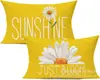 Transfronterizo Nuevo Primavera y Verano Girasol Coche Helado Flor Lino Estampado Cojín de Cintura Dormitorio Coche Decorativo Sofá