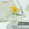 Planta em vaso Nome-da-esquecer tricotada à mão produto acabado com vaso de tricô, flores artificiais, decoração suave para mesa pequeno ornamento atacado