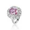 Nuevo Collar con Colgante Oval de Zirconia Chapado en Oro con Fondo de Cobre para Mujer Set de Anillo Tesoro Color Rosa