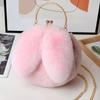 Bolso con orejas de conejo de peluche, bolso con hebilla, bolso de hombro, bolso de mensajero portátil para mujer, bolso con cadena para teléfono móvil, bolso redondo pequeño de moda que combina con todo