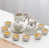 Lujo Ligero Gama Alta Horno Ru Juego de Té Kung Fu para el Hogar Cerámica China Tetera Taza de Té Bandeja de Té Pequeña Regalo