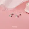Brincos de Parafuso Estrela com Zircônia Microincrustada em Prata Pura S999 da Série Element para Mulheres, Brincos Versáteis em Forma de Coração, Seguros para Orelhas Perfuradas