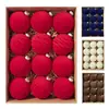 Juego de Bolas Decorativas de Flocking Navideño Transfronterizo, Adornos Colgantes para Decoración de Escena Navideña en Casa Venta al por Mayor