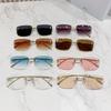 Nuevas gafas de sol sin marco de metal transfronterizas, gafas de moda europeas y americanas, gafas de sol de moda con montura cuadrada de diamantes con letra F para mujer
