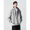 Moletom com capuz pesado estilo americano, cool e estiloso para streetwear masculino, design oversized da moda high-street, jaqueta cardigan com capuz versátil para casais