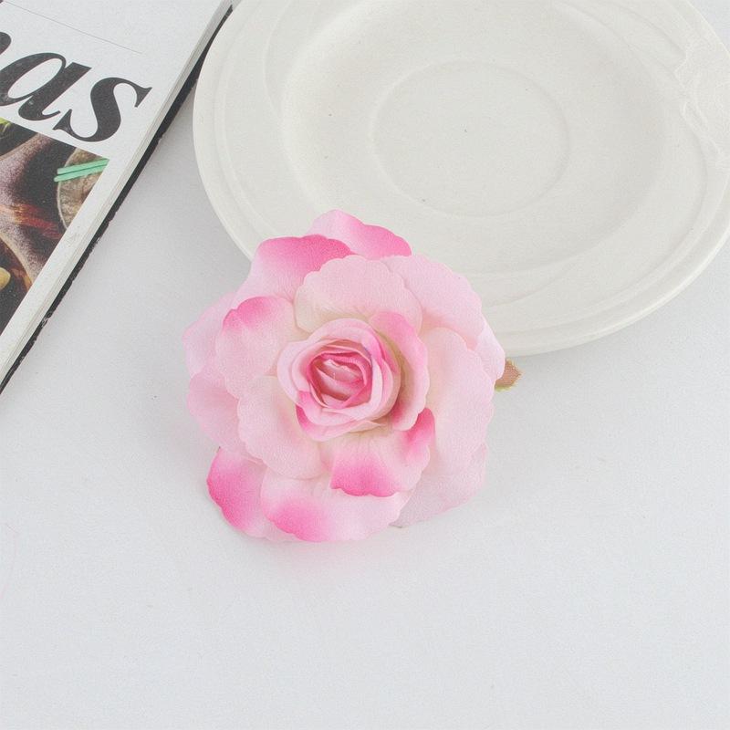 8cm 绒布非卷边包心玫瑰花发夹04