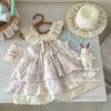 Venta al por mayor y Dropshipping de Vestidos Florales Nuevos para Niñas, Delicados Vestidos de Verano para Niñas con Mangas Volantes y Encaje, Estilo Dulce de Verano, Transfronterizo