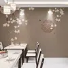 Papel de parede de flores e pássaros estilo chinês Papel de parede fotográfico de fundo antigo para sala de chá, restaurante, sala de aula de guzheng, centro de saúde e yoga estilo chinês