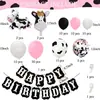 Set de globos temáticos de patrón de vaca transfronterizo, pancarta cuadrada negra de cumpleaños, combinación de globos para fiesta de cumpleaños infantil