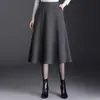 Falda Sencilla Elegante de Corte A para Mujer 2026 Otoño Invierno Nueva Falda de Cintura Alta que Cubre la Cadera de Longitud Media Moda Versátil Falda de Dobladillo Ancho