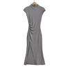 Vestido de verano para mujer, estilo europeo y americano, con abertura lateral y cuello medio alto, estilo Spice Girl, sexy, ajustado, adelgazante, de longitud media.