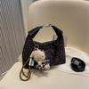 Bolso de mano con estampado de leopardo de moda coreana para mujer, nuevo bolso de hombro combinable para otoño e invierno, popular bolso bandolera tipo bola de masa.