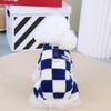 Ropa de terciopelo para mascotas de cuatro patas de color contrastante estilo coreano, cuadros grandes, ropa para perros de otoño e invierno, cálida, cuadros de ajedrez, ropa para cachorros Teddy
