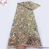 Estrelas Brilhantes Renda Total Lantejoulas Coloridas Bordado com Agulha Fina Flor Pequena Vestido de Noite Vestido de Casamento Tecido de Malha Transparente