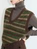 Tejido de Punto Jacquard de Capas Contrastantes con Cuello en V para Mujer Otoño e Invierno 2024 Nuevo Chaleco de Punto