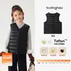 Pudding Haru Roupas de Inverno para Meninas, Tops Modernos e Quentes, Novo Colete de Penas Leve e Quente para Crianças Inverno 2026