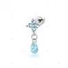 Pendente Gota de Flor Hensen Novo Estilo Ins Quatro Diamantes Flor Pequena Gota Haste de Liga de Titânio Piercing de Cartilagem Stud de Osso da Orelha