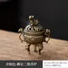 Mini Incensário Kirin Incensário Antigo de Três Pernas Incensário de Leão Kirin Pequeno Incensário Esculpido em Bronze Sólido