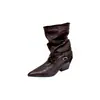 Botas de Cano Curto Estilo Novo Outono/Inverno 2026 Bico Fino Salto Grosso Salto Alto Emagrecedor Moda Francesa Sexy Deslumbrante Celebridade da Internet