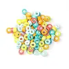Contas Espaçadoras Coloridas, Contas de Cerâmica Esmaltada, Contas Espaçadoras Redondas Planas com Furo Grande, Acessórios para Colar Pulseira Pingente DIY Atacado