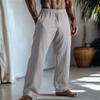 Amazon Europeo y Americano Nuevo para Hombre Algodón y Lino Color Sólido Bolsillo Casual Transpirable Suelto Estilo Británico Pantalones