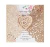 Tarjeta de invitación de rosa hueca de Amazon de venta caliente, papel brillante, oro rosa, tarjeta de felicitación de amor para el Día de San Valentín