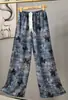 Pantalones de pijama de algodón para mujer, verano, finos, estampados, casuales, de pierna ancha, pueden usar mujeres embarazadas, comercio exterior, pantalones de talla grande