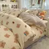 Juego de Cuatro Piezas de Algodón Lavado Clase A Juego de Tres Piezas para Dormitorio Estudiantil Sábanas de Cama de Algodón Puro Funda de Edredón Venta al por Mayor 4