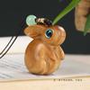 Sândalo verde madeira maciça escultura zodíaco coelho pingente diy chaveiro bonito coelho celular corrente bolsa acessórios para carro