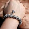 Moedas da sorte bracelete antigo corajoso imitação prata tailandesa masculino estilo retrô contas liga banhada a prata esterlina bracelete feminino atacado