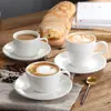 Taza de Cerámica Blanca Pura para Café Grabada Sawada 320ml Espresso Italiano Arte Latte Boca Ancha Set Latte Cappuccino