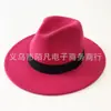 Sombrero de Cinta Negra Transfronterizo Nuevo Sombrero de Jazz Británico Sombrero de Fieltro Retro Sombrero de Lana Estilo Tibetano Otoño e Invierno Sombrero de Vaquero Occidental