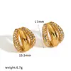 Pendientes Transfronterizos de Acero Inoxidable Chapado en Oro de 18 Quilates con Diamantes, Pendientes de Acero de Titanio con Forma de Croissant Que No Se Desvanecen