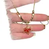 "Bosque de Arce Vespertino" Exquisita Cadena para Clavícula de Hoja de Arce Roja de Zirconia Retro Francesa de Nicho de Gama Alta para Mujer