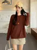 Sudadera para Mujer Estilo Coreano Holgada Hombro Caído Cuello Redondo Otoño Invierno Nueva Holgada Básica Versátil Color Sólido Manga Larga