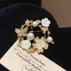 Broche de Flor Borboleta Espiga de Trigo Banhado a Ouro 18K Real com Zircônia Imitação de Pérola Exquisito Elegante Acessórios de Luxo de Alta Gama Acessíveis