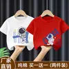 Camiseta de manga curta para meninos, novo modelo verão 2026, roupa de verão de algodão puro para crianças, estilo ins, blusa de meia manga para estudantes meninos, versátil