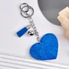 Nuevo Estilo Chanel Corazón de Melocotón Pedrería Cuero Llavero Borla Colgante Llavero Corea del Sur Franela Diamante Llavero