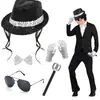 Chapéu de Lantejoulas para Performance de Palco Disco Conjunto de Gravata e Luva Atacado Acessórios para Fantasia Michael Jackson