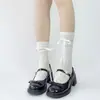 Meias de Cano Médio com Padrão de Cânhamo para Verão Estilo Ballet Jk Lolita Meias Arrastão Listradas Meias de Renda com Rede para Panturrilha Mary Jane