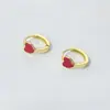 Brincos Argola Coração com Gotejamento de Óleo em Prata Esterlina S925 para Mulheres, Simples e Modernos, Doces e Elegantes, Presilhas de Orelha em Formato de Coração, Joias para Orelha