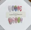Nai Zi Uñas Portátiles Puras Hechas a Mano Otoño e Invierno Nuevo B295 Completamente Pintadas a Mano Talladas Estilo Francés Parches de Arte para Uñas de Exportación